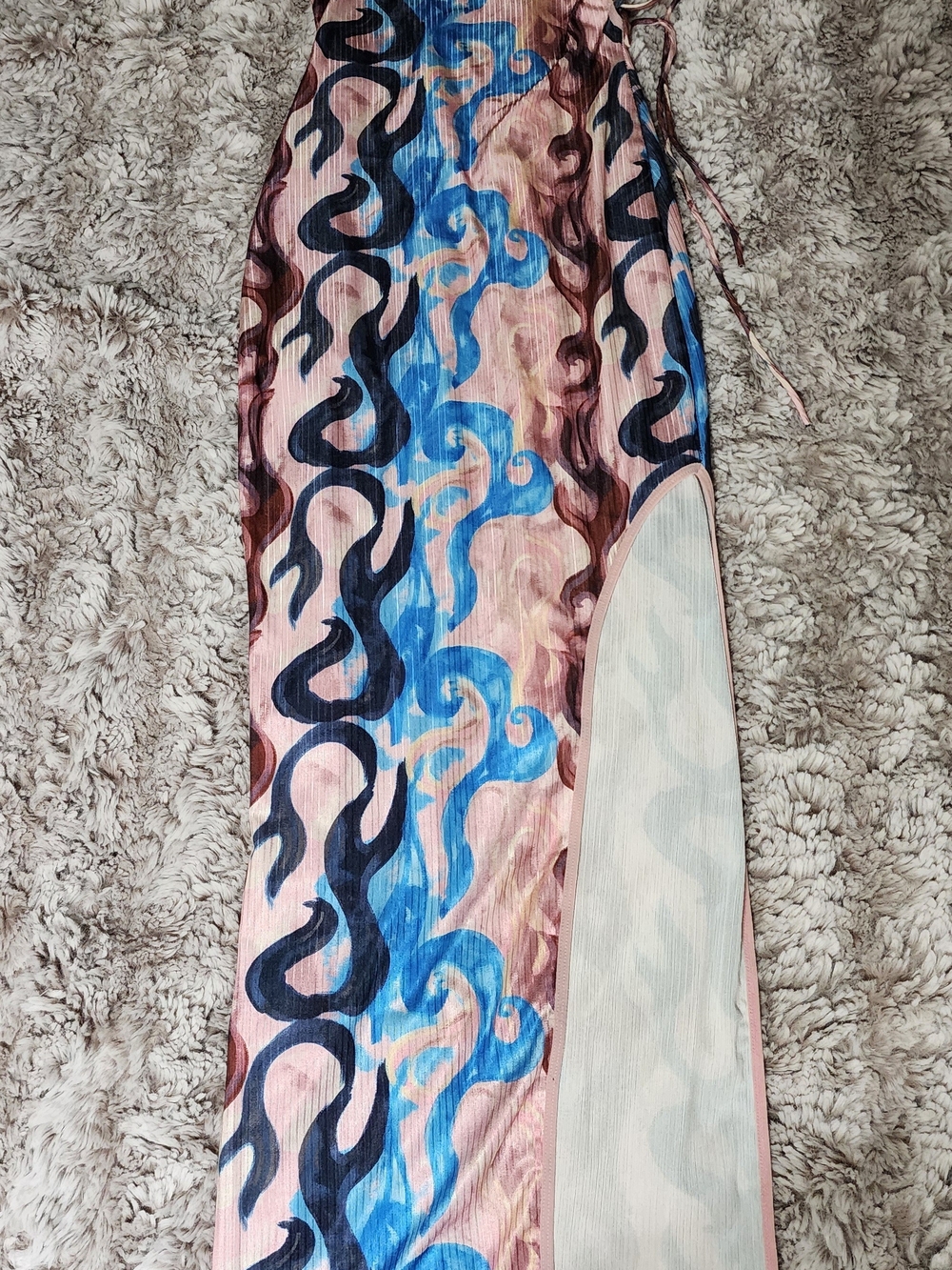 Women’s Pink & Blue Printed Swim Cover-Up Maxi Skirt